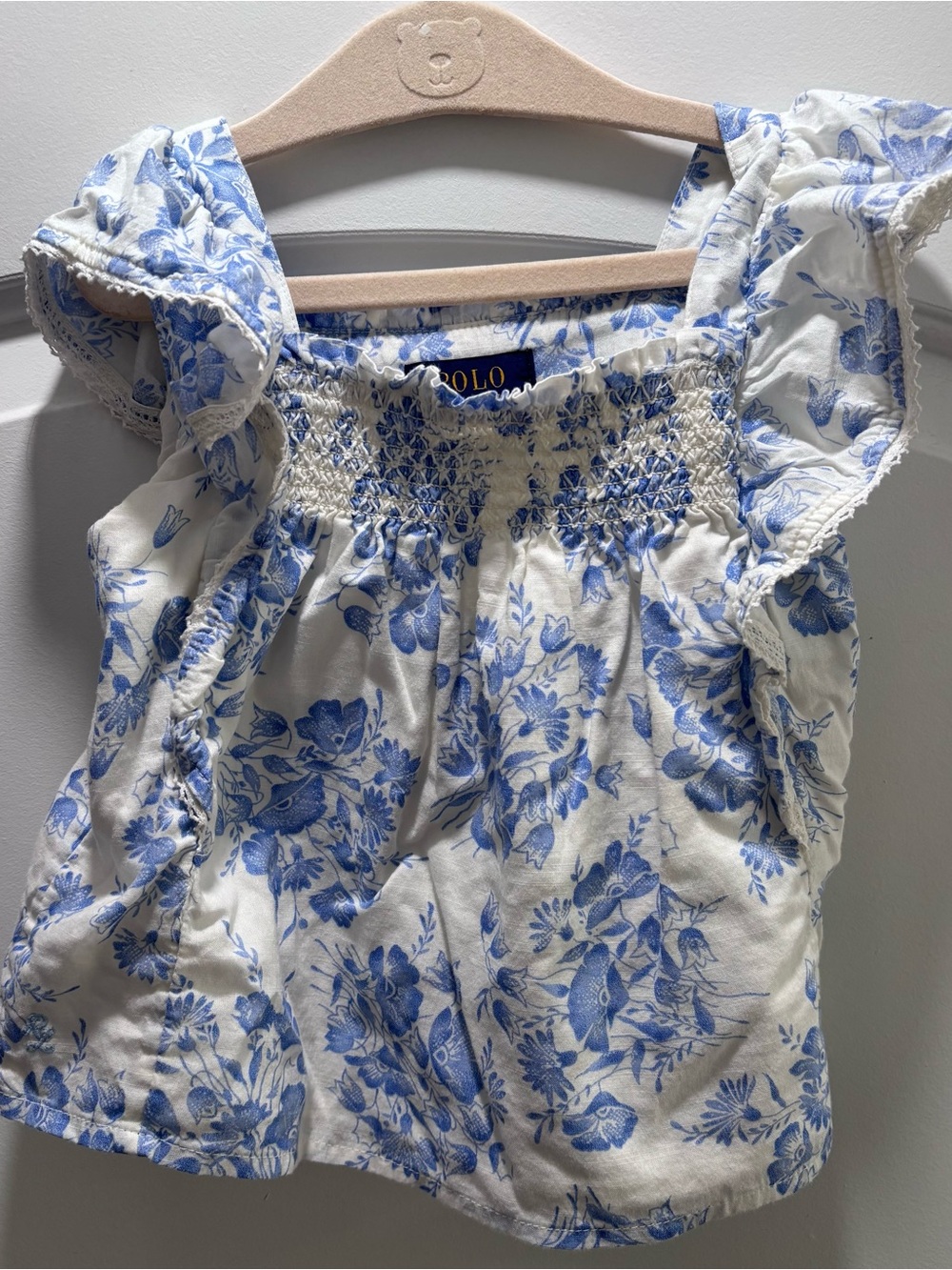 Ralph Lauren White Tank Top with Blue Floral Print
